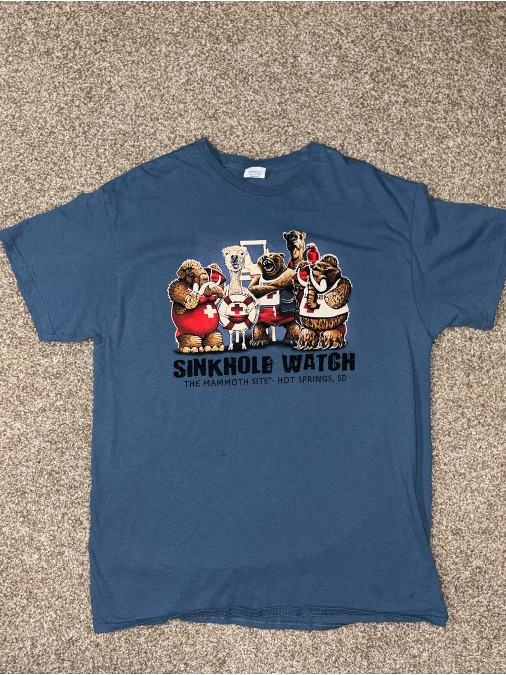 Delta Sinkhole Watch Mammoth Site Graphic T-Shirt Men’s Large Blue